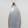 Sterling Silver Mother of Pearl Oval Pendant on Silver Chain