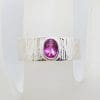 Sterling Silver Oval Pink Tourmaline Wide Band Ring