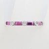 9ct White Gold Pink Tourmaline & Diamond Eternity / Stackable / Band Ring