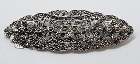 Sterling Silver Marcasite Ornate / Filigree Large Brooch
