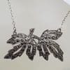 Sterling Silver Vintage Marcasite Leaf Design Necklace / Chain