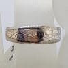 18ct White and Rose Gold Heavy / Solid Patterned Wedding Band Ring - Ladies / Gents