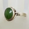 Sterling Silver Vintage Oval New Zealand Jade Ring