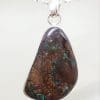 Sterling Silver Large Koroit Opal / Boulder Opal Unsusual Shape Pendant on Silver Chain