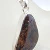 Sterling Silver Large Koroit Opal / Boulder Opal Unsusual Shape Pendant on Silver Chain