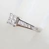 18ct White Gold Square Diamond with Channel Set Diamond Sides Engagement / Dress Ring