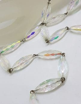 Vintage Elongated Clear Crystal Bead Necklace