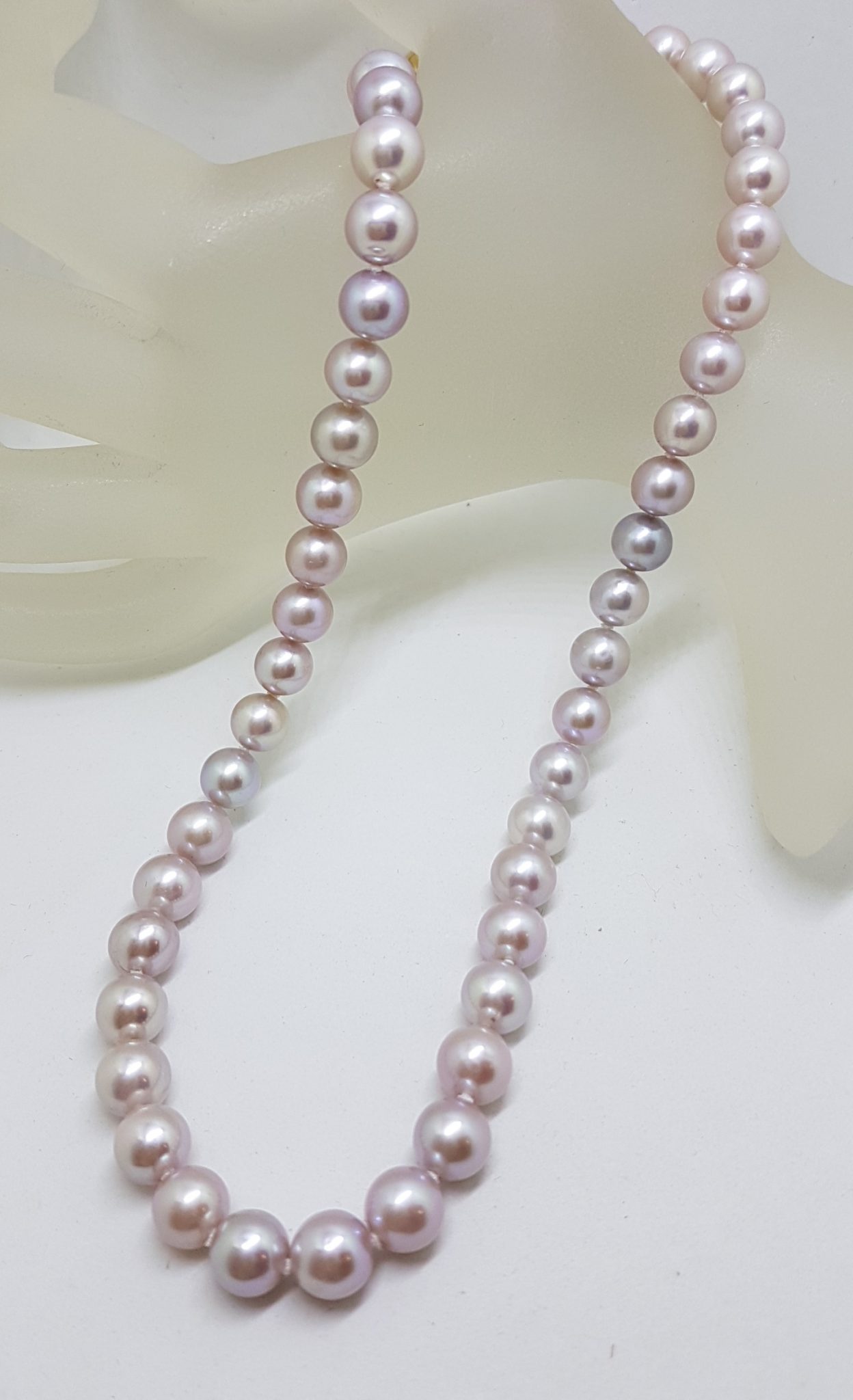 20201029_195758 9ct Yellow Gold Ball Clasp on Pink Freshwater Pearl Necklace / Chain - Thick