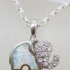 Sterling Silver Elephant with Cubic Zirconia Pendant on Chain