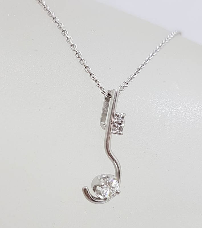 18ct White Gold Diamond Twist Pendant on 9ct Gold Chain
