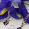 9ct Yellow Gold Large Teardrop / Pear Shape Amethyst Pendant on Gold Chain