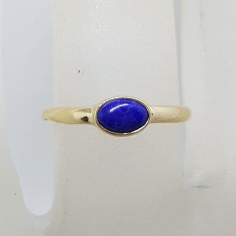 9ct Yellow Gold Bezel Set Oval Lapis Lazuli Ring