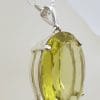 Sterling Silver Very Large Oval Claw Set Lemon Citrine Pendant on Silver Chain