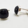 Sterling Silver Square Faceted Onyx Pair of Cufflinks