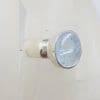 Sterling Silver Oval Bezel Set Cabochon Cut Aquamarine Ring