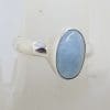 Sterling Silver Oval Bezel Set Aquamarine Ring