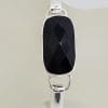Sterling Silver Oblong Faceted Onyx Bangle