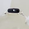 Sterling Silver Oblong Faceted Onyx Bangle