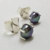 Sterling Silver Black Pearl Claw Set Stud Earrings