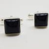 Sterling Silver Square Onyx Pair of Cufflinks