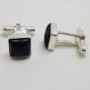 Sterling Silver Square Onyx Pair of Cufflinks