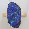 9ct Rose Gold Large Unusual Shape Blue with Multi-Colour Opal Ring - Cooper Pedy