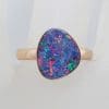 9ct Rose Gold Unusual Shape Blue with Multi-Colour Opal Ring - Cooper Pedy