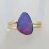 9ct Yellow Gold Triangular Blue Opal Ring - Cooper Pedy