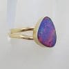 9ct Yellow Gold Triangular Blue Opal Ring - Cooper Pedy
