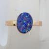 9ct Rose Gold Oval Blue Opal Ring - Cooper Pedy