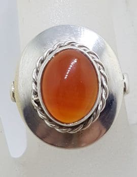 Sterling Silver Vintage Oval Carnelian Ring