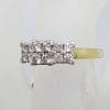 9ct Yellow Gold Claw Set 12 Square Diamond Cluster Engagement / Dress Ring