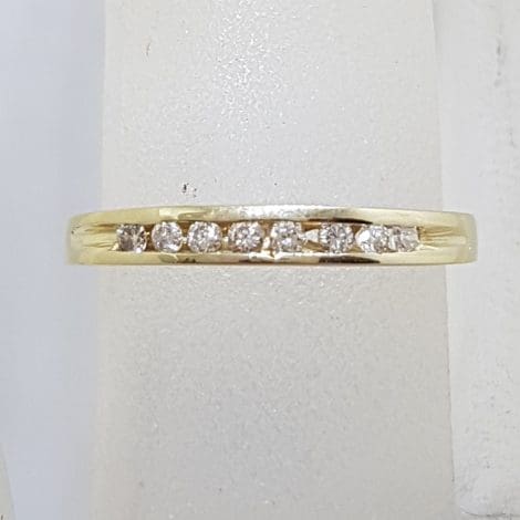 9ct Yellow Gold 8 Diamond Channel Set Wedding / Eternity / Stackable Ring