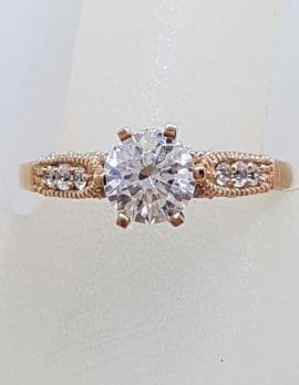 9ct Rose Gold Cubic Zirconia Ornate Ring