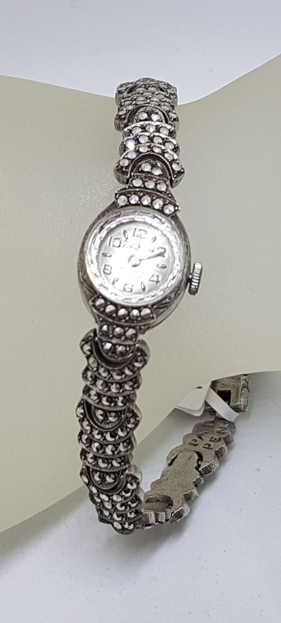 Sterling Silver Vintage Marcasite Wind-Up Watch
