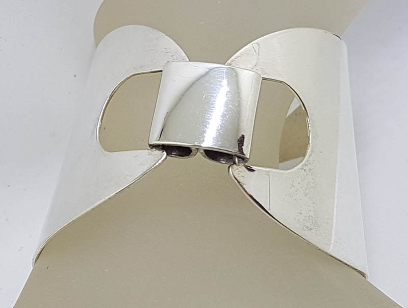 Sterling Silver Large Wide Vintage Bangle / Bracelet