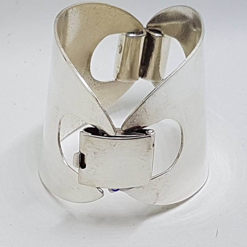Sterling Silver Large Wide Vintage Bangle / Bracelet