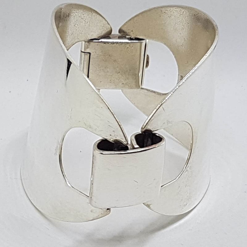 Sterling Silver Large Wide Vintage Bangle / Bracelet