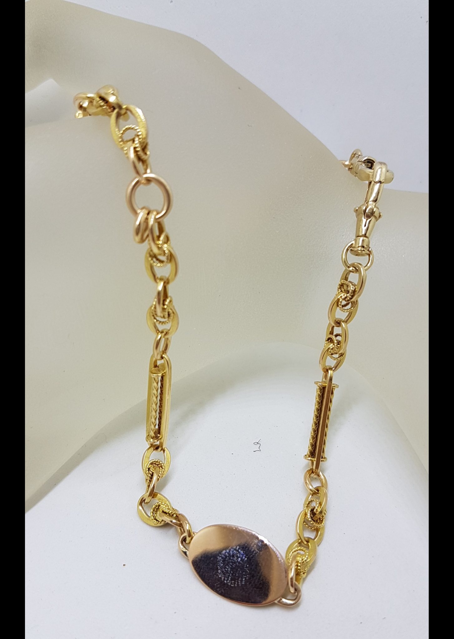 15ct and 9ct Yellow Gold Heavy and Ornate Fob Chain / Necklace - Antique / Vintage