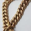 9ct Rose Gold Heavy Padlock Curb Link Bracelet - Antique / Vintage