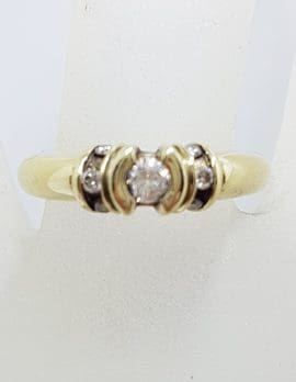 9ct Yellow Gold Diamond Bezel Set and Channel Set Diamond Ring