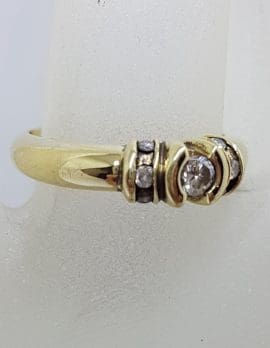 9ct Yellow Gold Diamond Bezel Set and Channel Set Diamond Ring