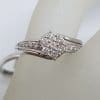 9ct White Gold Diamond Cluster Engagement Ring and Wedding Ring Set