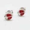 Sterling Silver Red Enamel Ladybird / Ladybug Stud Earrings