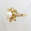 9ct Yellow Gold Pearl High Set Large Flower Ring