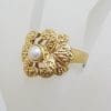9ct Yellow Gold Wide Pearl Ring