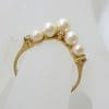 9ct Yellow Gold Pearl and Diamond Wishbone Ring