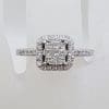 18ct White Gold Diamond Square Cluster Engagement Ring