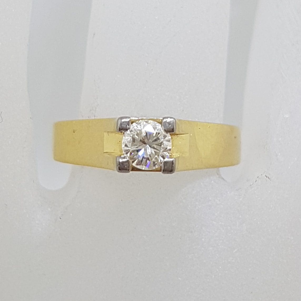 18ct Yellow Gold & Platinum Solitaire Diamond Ring - Antique / Vintage