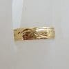9ct Yellow Gold Wide Patterned Wedding Band Ring - Antique / Vintage